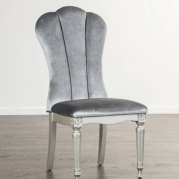 Furniture of America Melodi Parc Side Chair in Silver/Light Gray FM3416SV-SC-2PK (Set of 2)