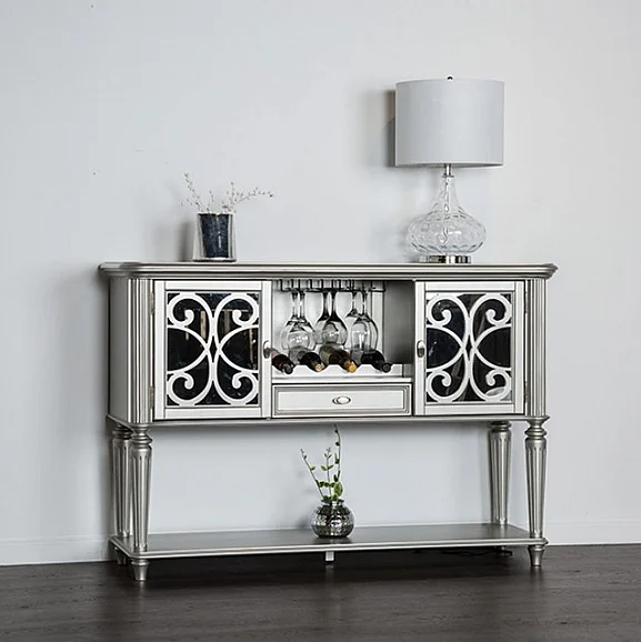 Furniture of America Melodi Parc Server in Silver FM3416SV-SV