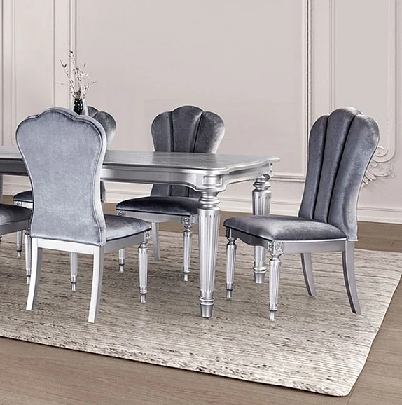 Furniture of America Melodi Parc Dining Table in Silver FM3416SV-T