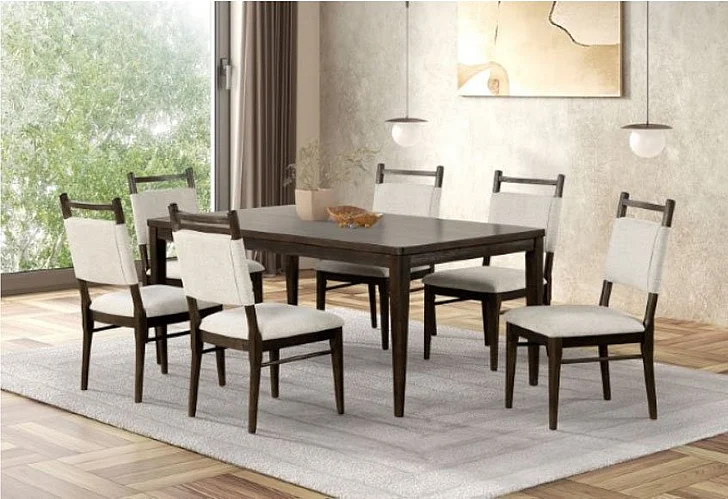 Furniture of America Woolwich 7-Piece Dining Room Set in Dark Walnut