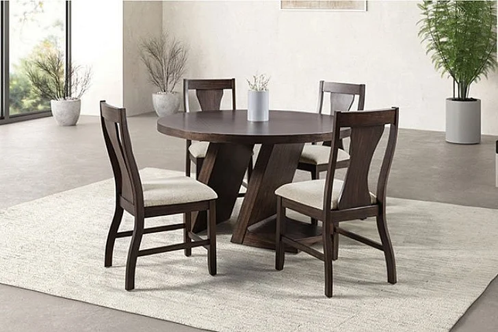 Furniture of America Holsworthy 5-Piece Round Dining Table Set in Espresso