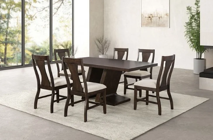 Furniture of America Holsworthy 7-Piece Dining Room Set in Espresso
