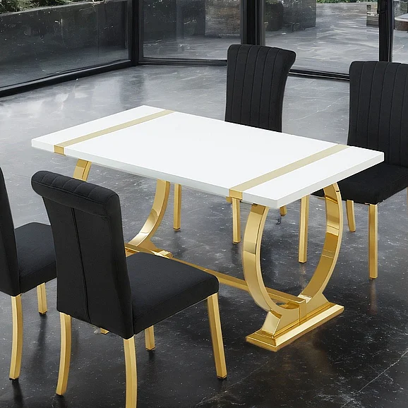Furniture of America Holstebro 60" Dining Table in Gold Frame FM37007GD-T