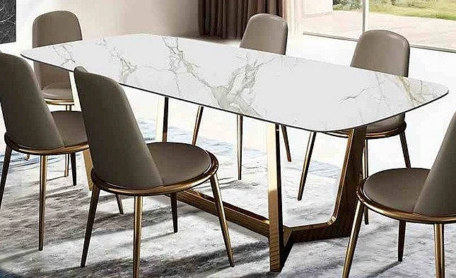 Furniture of America Norelli Dining Table in Gold/White FM3701GD-T-TABLE