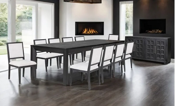 Furniture of America Hatton Cross 7-Piece Dining Room Set in Weathered Black