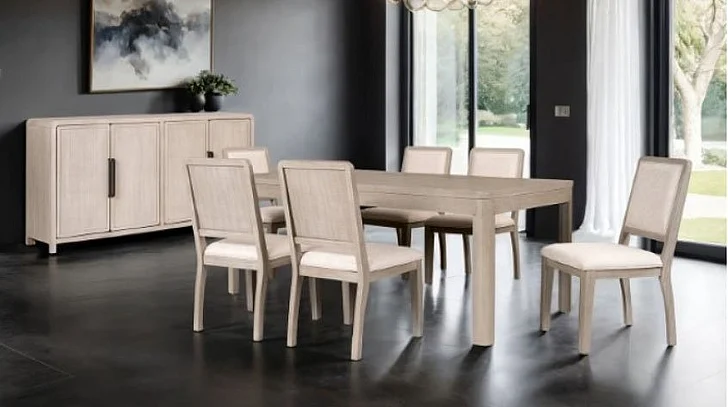 Furniture of America Belize 7-Piece Dining Room Set in Gray Fog