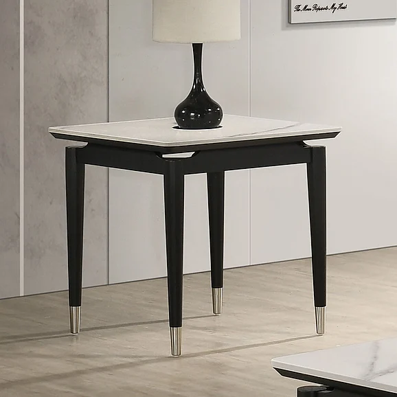 Furniture of America Maidstone End Table in Black/White FM42001BK-E