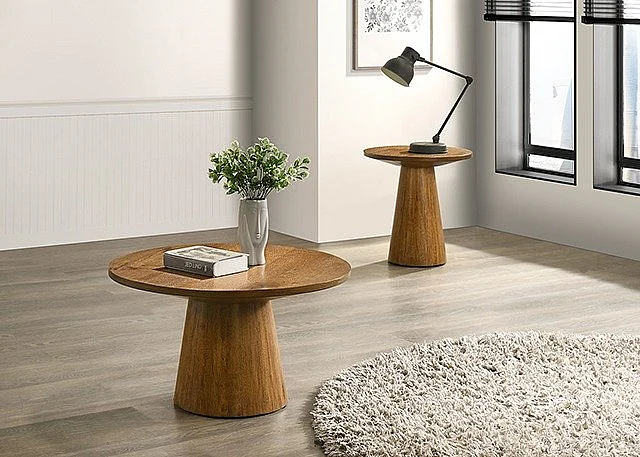 Furniture of America Halewood 2pc Occasional Living Room Set in Walnut