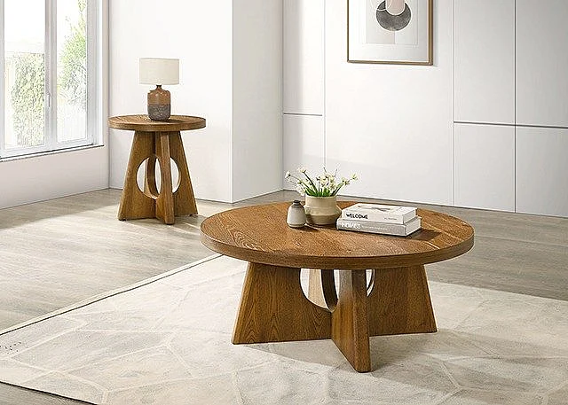 Furniture of America Olgod 2pc Occasional Living Room Set in Walnut