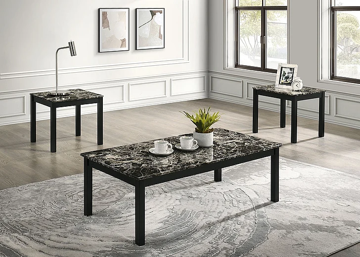 Furniture of America Findlay 3Pc Table Set in Black & White FM42900BW-3PK
