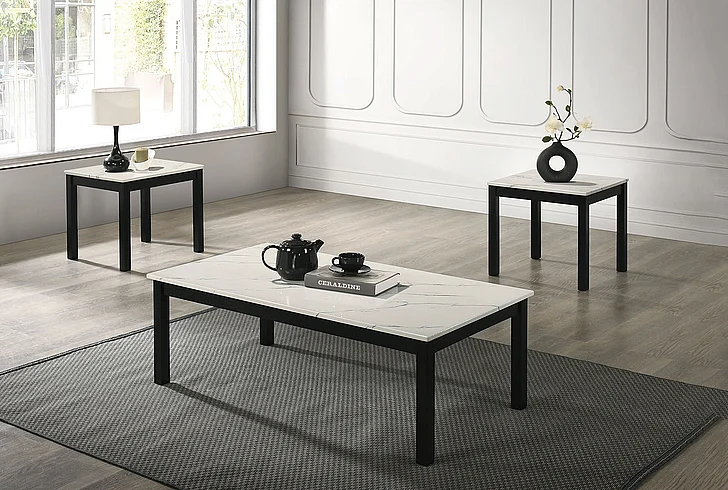Furniture of America Findlay 3Pc Table Set in White FM42900WH-3PK
