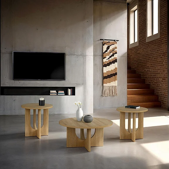 Furniture of America Holen 3Pc Table Set in Natural FM44003NT-3PK