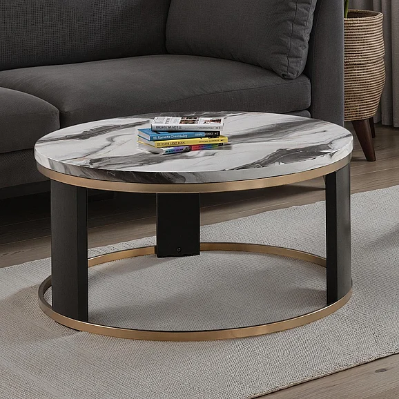 Furniture of America Bogor Round Cocktail Table FM44007BK-CR