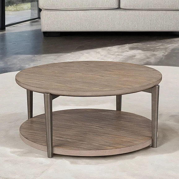 Furniture of America Roros Round Cocktail Table FM44008NT-CR