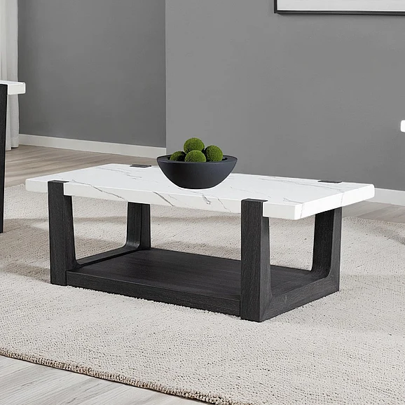 Furniture of America Sundbry Coffee Table in White/Black FM44010BK-C