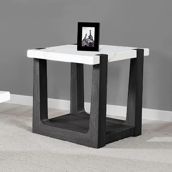 Furniture of America Sundbry End Table in White/Black FM44010BK-E