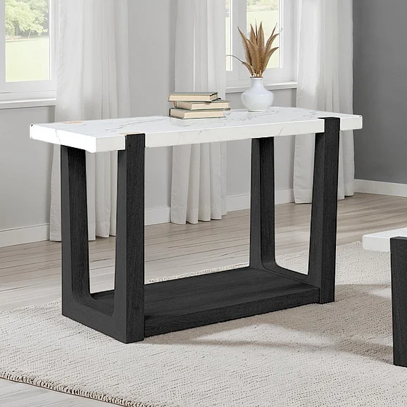Furniture of America Sundbry Sofa Table in White/Black FM44010BK-S