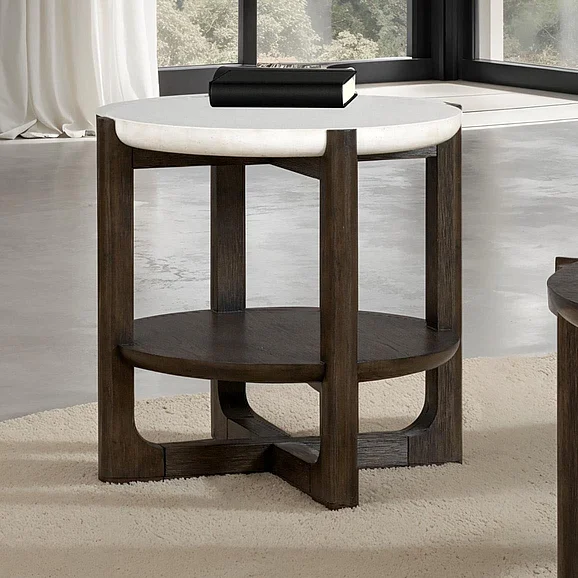 Furniture of America Vellara End Table w/ Stone Top FM44020DW-ER-ST
