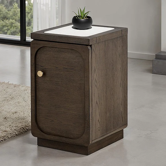 Furniture of America Vellara Chairside Table w/ 1 Power Outlet FM44020DW-ST