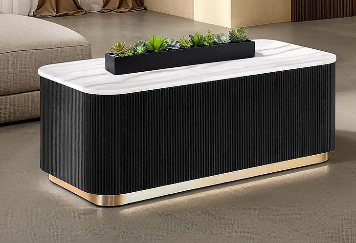 Furniture of America Virden Rectangle Cocktail Table in Black/White/Gold FM47000BK-C