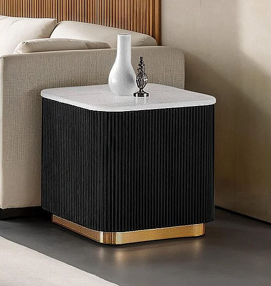 Furniture of America Virden Square End Table in Black/White/Gold FM47000BK-ES