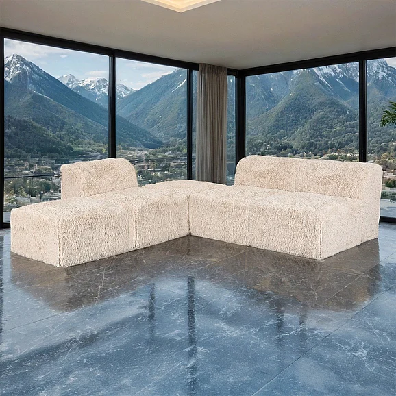 Furniture of America Nappi L-Sectional A in Sand FM62102BG-SECT-A