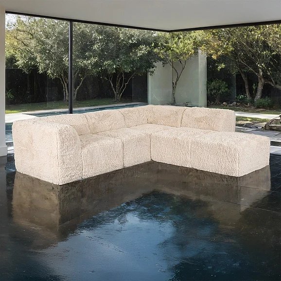 Furniture of America Nappi L-Sectional B in Sand FM62102BG-SECT-B