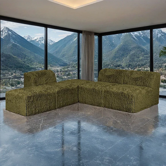 Furniture of America Nappi L-Sectional A in Olive Green FM62102GR-SECT-A