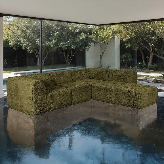 Furniture of America Nappi L-Sectional B in Olive Green FM62102GR-SECT-B
