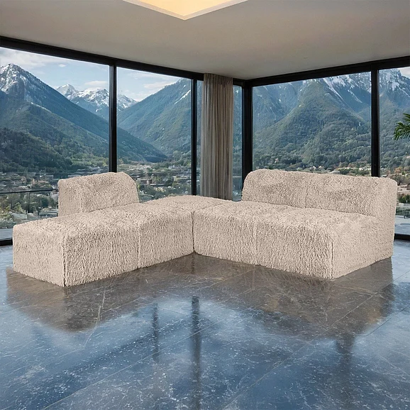 Furniture of America Nappi L-Sectional A in Taupe FM62102TP-SECT-A
