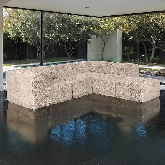 Furniture of America Nappi L-Sectional B in Taupe FM62102TP-SECT-B