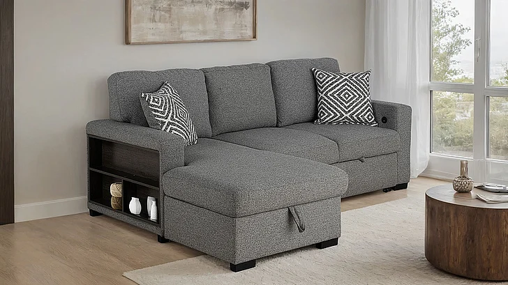 Furniture of America Chatham Left-Chaise Sectional in Gray FM64005GY-SECT-L