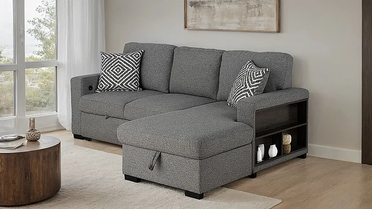 Furniture of America Chatham Right-Chaise Sectional in Gray FM64005GY-SECT-R