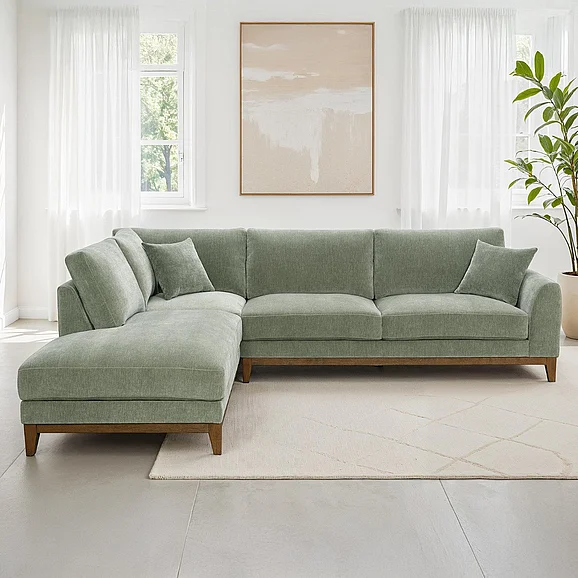 Furniture of America Watton Sectional in Left Chaise in Olive Green FM64008GR-SECT-L