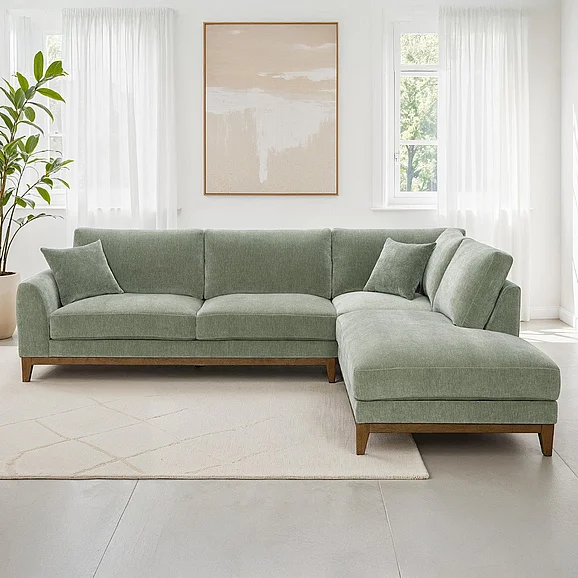 Furniture of America Watton Sectional in Right Chaise in Olive Green FM64008GR-SECT-R
