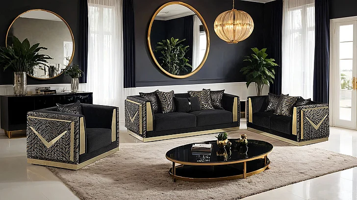 Furniture of America Doriphei Chair in Black Velvet/Gold FM67000BK-CH