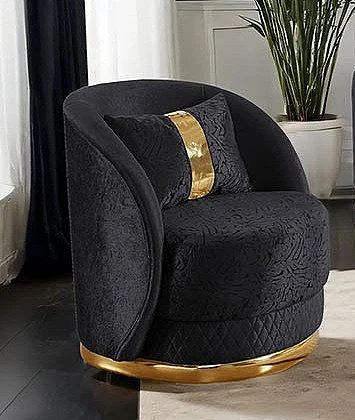 Furniture of America Valdosta Swivel Chair in Black/Gold FM67001BK-CH