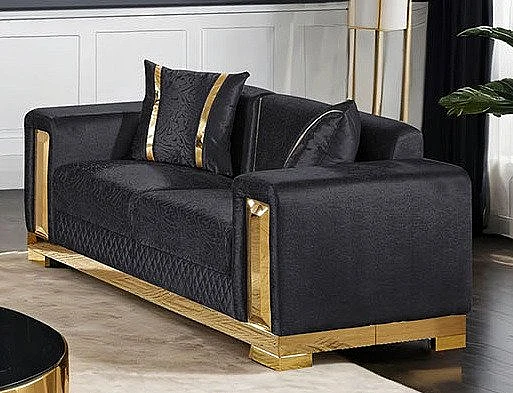 Furniture of America Valdosta Loveseat in Black/Gold FM67001BK-LV