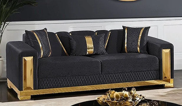 Furniture of America Valdosta Sofa in Black/Gold FM67001BK-SF