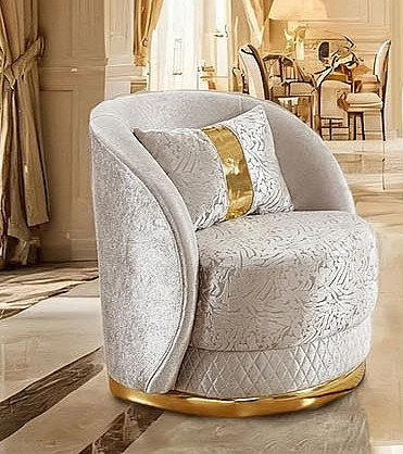Furniture of America Valdosta Swivel Chair in Beige/Gold FM67001BG-CH