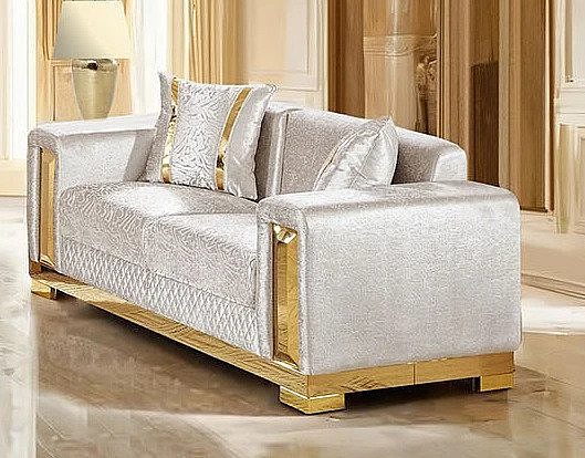Furniture of America Valdosta Loveseat in Beige/Gold FM67001BG-LV