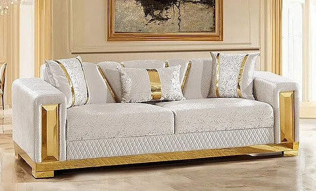 Furniture of America Valdosta Sofa in Beige/Gold FM67001BG-SF