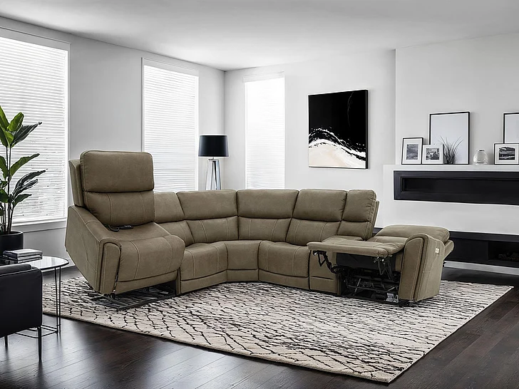 Furniture of America Orpheus Power Sectional w/ Lift Chair in Brown FM68100BR-SECT-LC