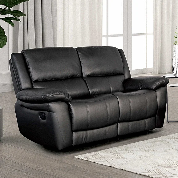 Furniture of America Glarus Loveseat Manual Recliner in Black FM69003BK-LV-M