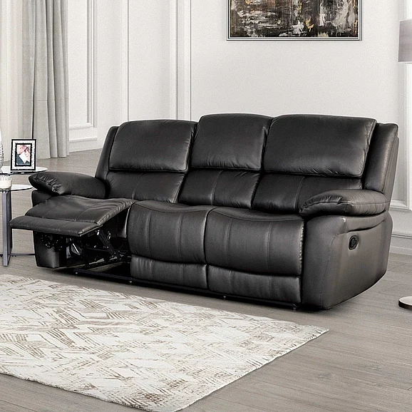 Furniture of America Glarus Sofa Manual Recliner in Black FM69003BK-SF-M