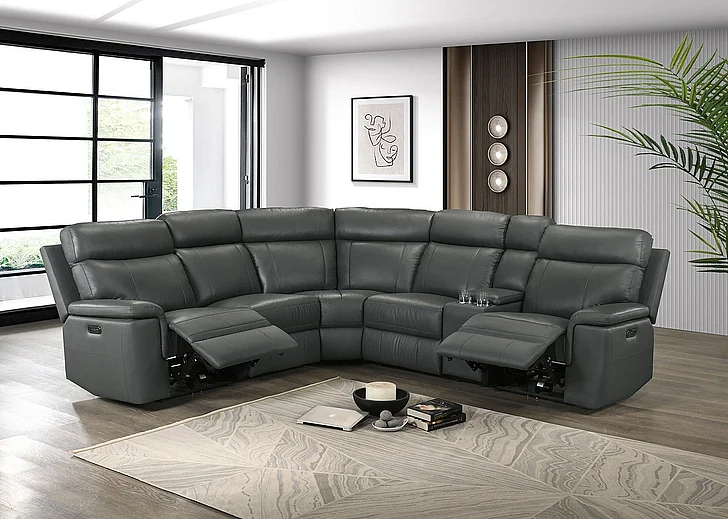 Furniture of America Oliverus Power Sectional in Dark Gray FM69009DG-SECT-PM