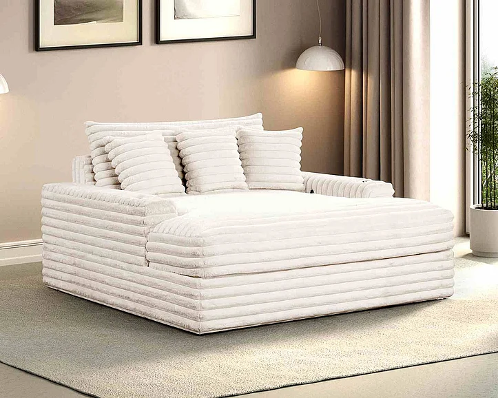 Furniture of America Veyrier 2 Arm Chaise in White FM6901WH-CE