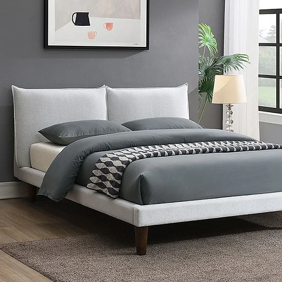 Furniture of America Verwood Queen Platform Bed in Light Gray