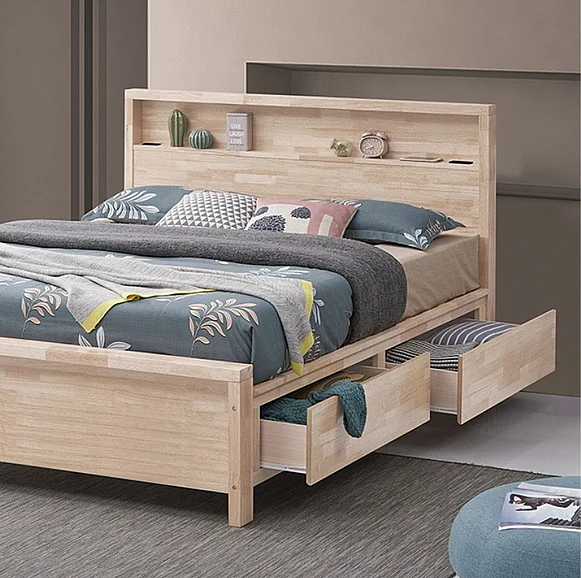 Furniture of America Grange Queen Bookshelf Storage Bed in White Wash