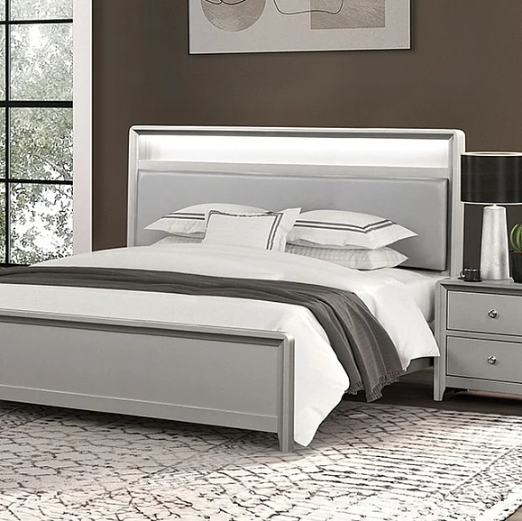 Furniture of America Bryne Queen Bookcase Bed in Champagne